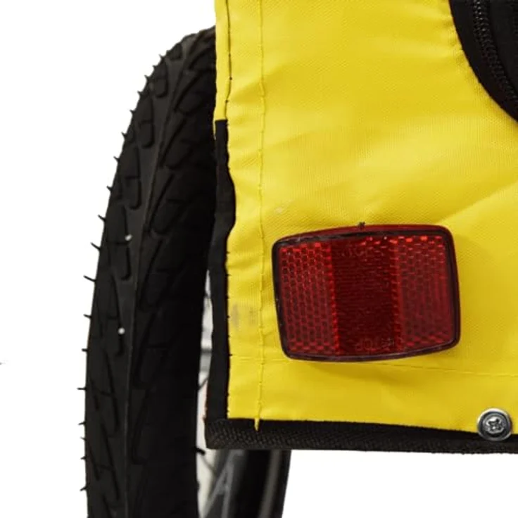 vidaXL Fahrradhundeanhänger Hunde Gelb und Schwarz Oxford-Gewebe & Eisen, mit PVC-Dach und reflektierenden Details – Bild 6