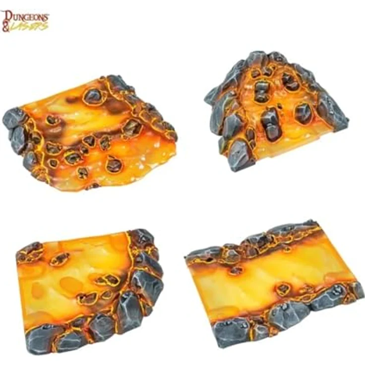 Archon Studio Dungeons & Lasers: Modular Lava - 8-teiliges modulares Gelände-Set für DND und 5E, unlackiert und unmontiert, inklusive Montageclips, transparentes Design – Bild 3