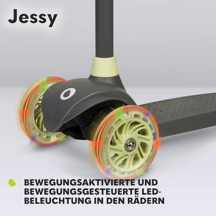 Lionelo Jessy Premium Dreirad-Kinderroller mit LED-Rädern in Blau, Höhenverstellung und Rutschfester Plattform, Faltbarer Kinderscooter ab 3 Jahren bis 50 kg – Bild 3