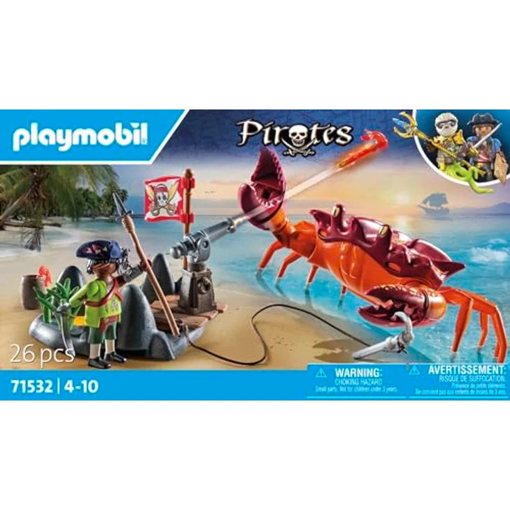 PLAYMOBIL Pirates 71532 Kampf gegen die Riesenkrabbe, epische Seeschlacht, inklusive Kanone, Haken-Geschoss und Säbel, detailreiches Piraten-Spielzeug für Kinder ab 4 Jahren – Bild 4