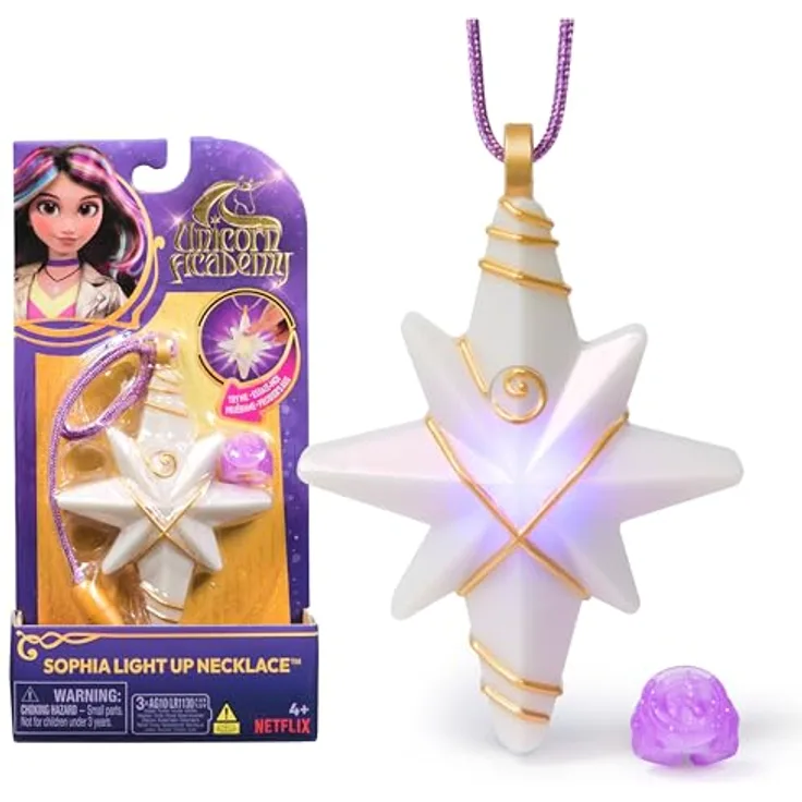 Unicorn Academy Schmuckset - Sophias Kette mit magischen Lichteffekten und Ring, für Kinder ab 4 Jahren, Weiß
