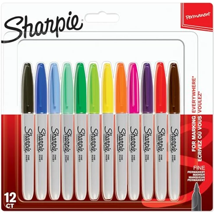 Sharpie Permanent Marker | Marker Stifte mit feiner Spitze | gemischte Farben | 12 Stück Market Set – Bild 1