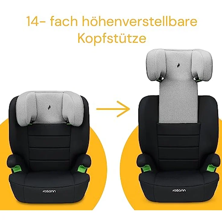 Osann Kindersitz Musca i-Size - Mitwachsender Autokindersitz, 14-fach höhenverstellbare Kopfstütze - Grey Melange – Bild 5