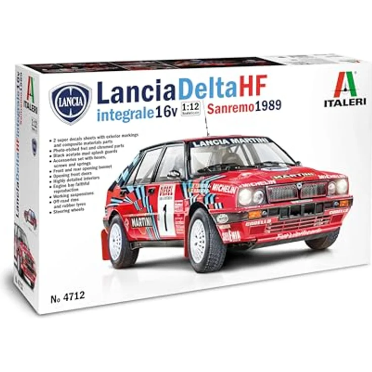 Italeri 4712 1:12 Lancia DELTA 16VHF integ Sanremo'89 - Modellbau, Bausatz, detailgetreu, Unlackiert – Bild 2