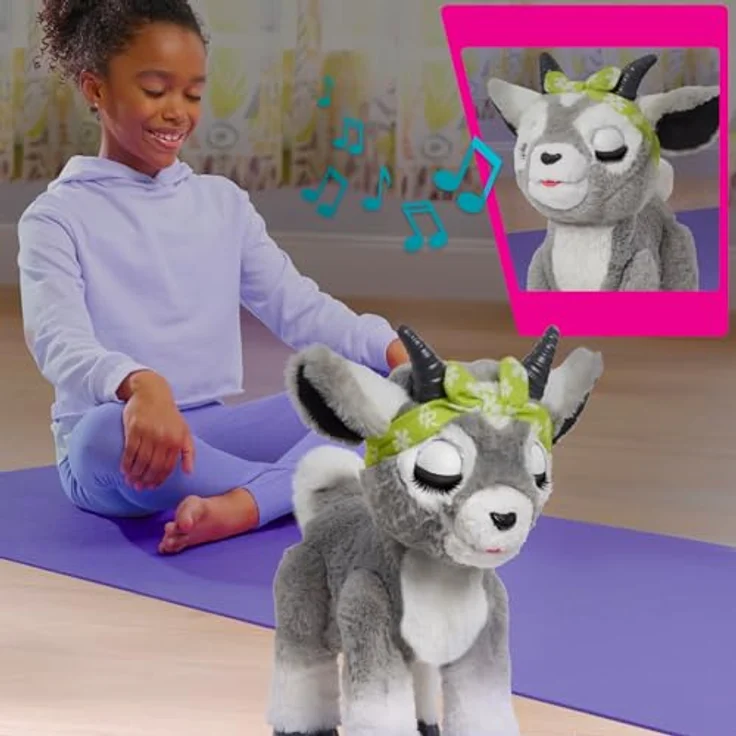 Just Play furReal Daisy, die Yoga-Ziege, interaktives Spielzeug, 29 cm große Plüsch-Ziege mit Soundeffekten, grau, Kinderspielzeug ab 4 Jahren – Bild 5