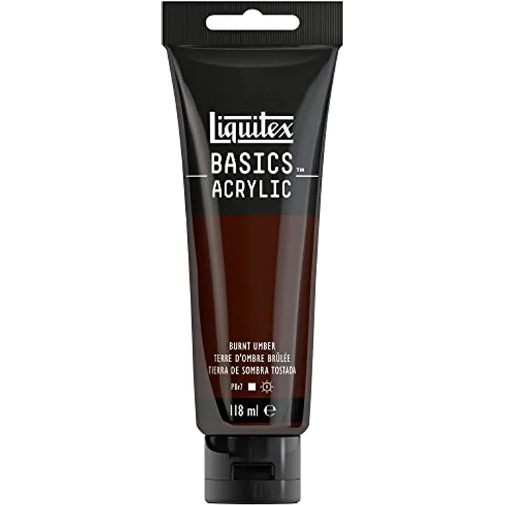 Liquitex Basics 8870014 Acrylfarbe, monopigmentierte Künstlerpigmente, lichtecht, mittlere Viskosität, seidenglänzender Finish, 118ml Tube - Umbra Gebrannt