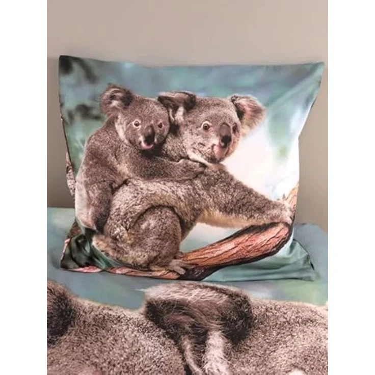 BrandMac Bettwäsche Set mit Koala 135 x 200 cm 80 x 80 cm 100% Baumwolle, atmungsaktiv und temperaturausgleichend – Bild 3