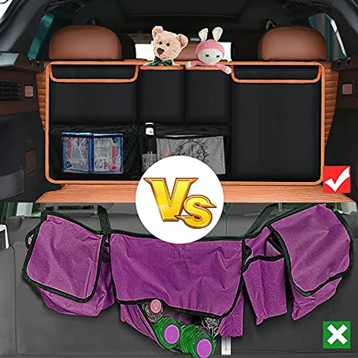URAQT Kofferraum Organizer, 96x44 cm, wasserdicht mit 6 Taschen, verstellbarem Riemen und 3 Befestigungsriemen für SUVs – Bild 5