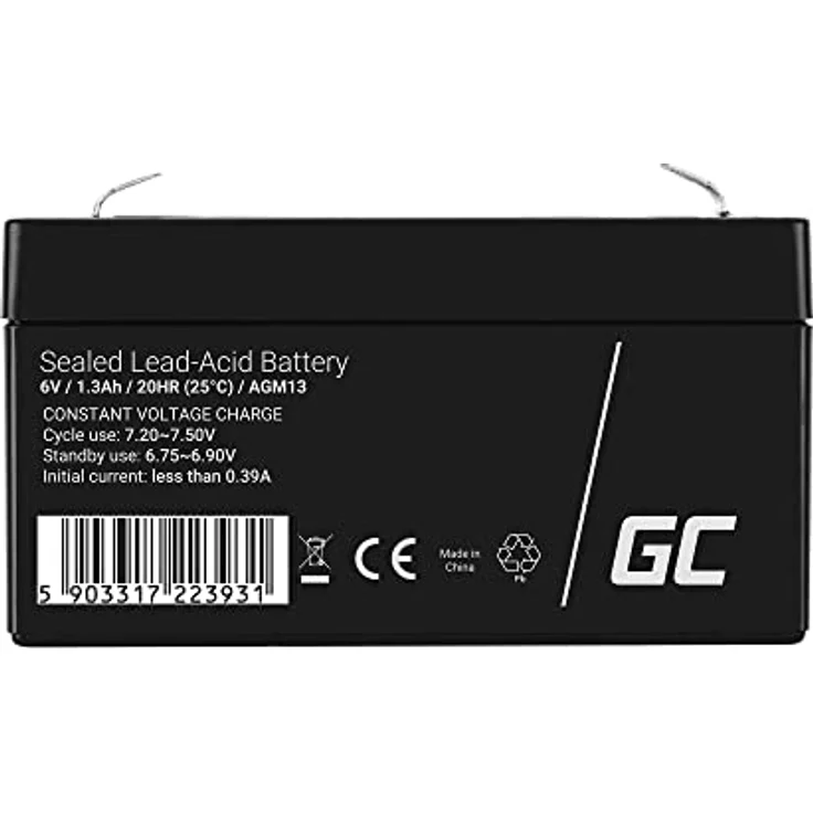 Green Cell® AGM 6V 1,3Ah Blei-Batterie, wartungsfreier Akku für Elektro Spielzeug, Alarm & Kinderfahrzeuge, schwarz – Bild 2