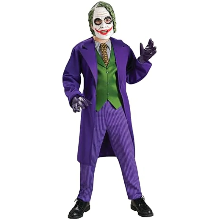 Rubies Batman Joker Deluxe Kostüm für Kinder, dreiteilig mit lilafarbener Jacke, Hose im Nadelstreifenstil und Maske – Bild 1