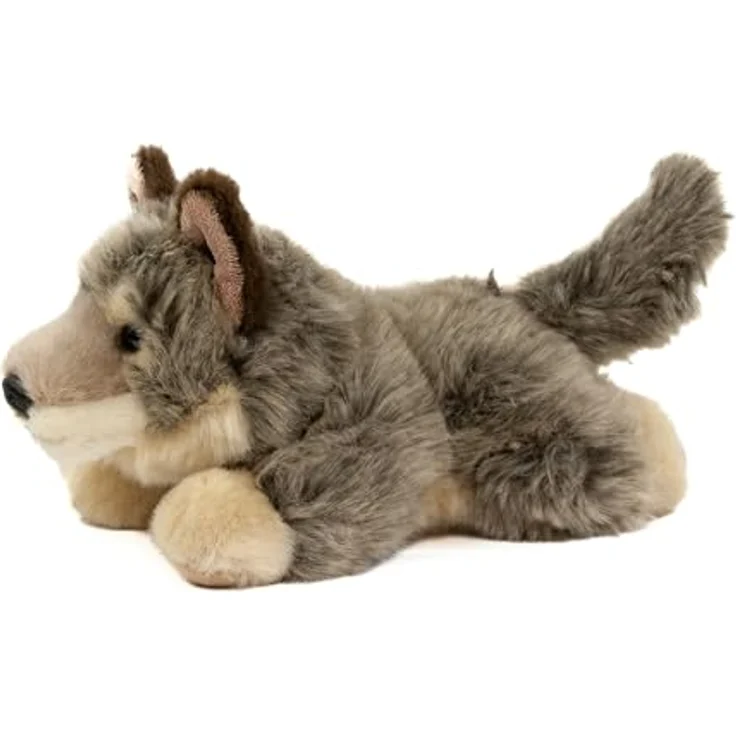 Teddys Rothenburg Kuscheltier Wolf liegend 20 cm Plüschwolf Plüschtier, grau/beige, maschinenwaschbar bis 30°C – Bild 2