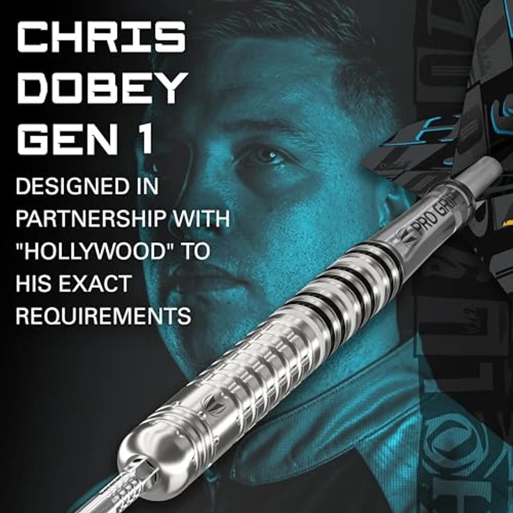 Target Darts Chris Dobey G1, Dart Set mit 90% Wolfram Barrels, Swiss Point System und Pro Grip Shafts, 22G – Bild 2