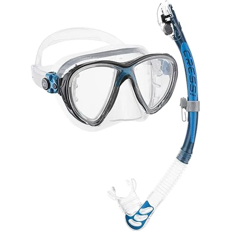 Cressi Big Eyes Evo Alpha Ultra Dry Schnorchelset Schnorcheln Set mit Schnorchel und Taucherbrille wasserdichte Tauchmaske Anti-Fog Anti-Leck aus Gehärtetem Glas Premium Dry Schnorchel für Erwachsene