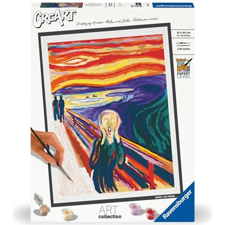 Ravensburger CreArt Malen nach Zahlen, ART Collection Munch: Der Schrei, für Erwachsene, Made in Europe, mit fertig gemischten Acrylfarben – Bild 1
