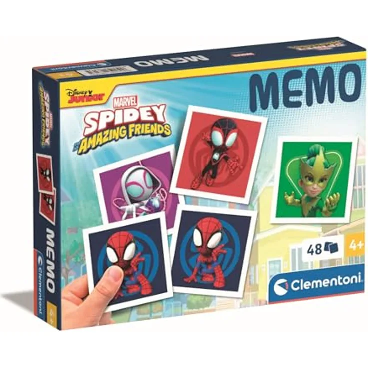 Clementoni Memospel Spidey und seine erstaunlichen Freunde, Brettspiel mit 48 farbigen Karten zur Förderung von Gedächtnis und Beobachtungsfähigkeit