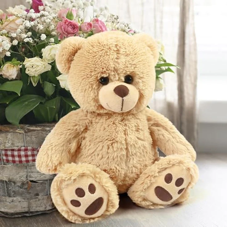 LotFancy Teddybär Plüschtier 38 cm, hellbrauner Teddy Bär, kuscheliges Stofftier für Kinder, ideales Geschenk zum Geburtstag und Valentinstag – Bild 4