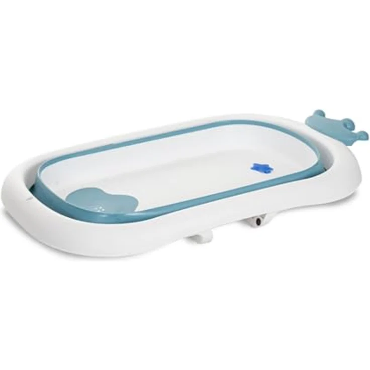 Lorelli Babybadewanne Royal 83 cm faltbar, Kanalabdeckung, stabile Beine, blau weiß – Bild 3