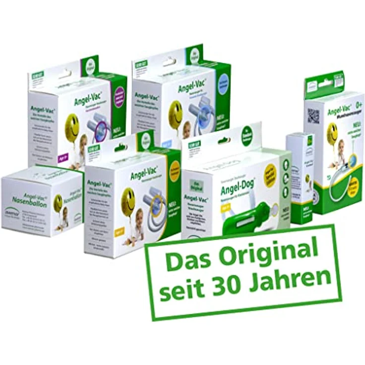 Nasensauger Baby, Angel-Vac, Mit 2 Stück EXTRA WEICHEN Saugköpfen Standard Staubsauger, Geschwister-Paket, Das Original seit 30 Jahren – Bild 3