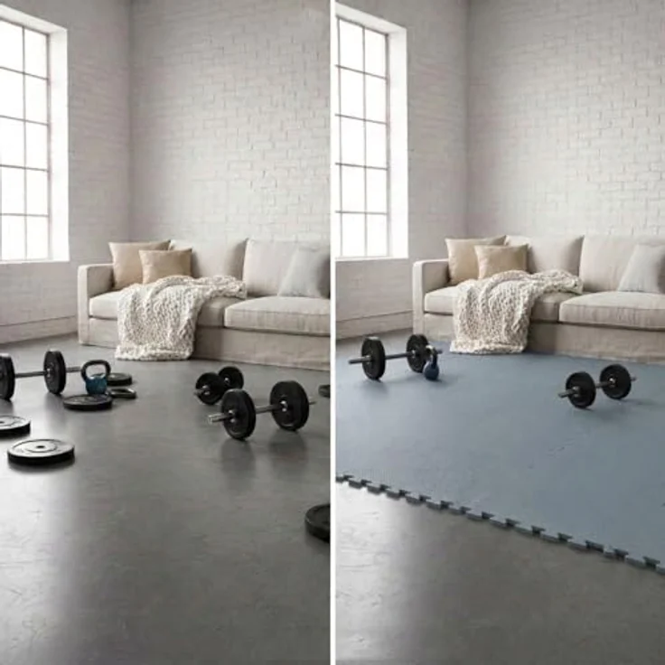 eyepower Puzzlematte XL, 4,8 m² Trainingsmatte mit Rand, 54-tlg. Set, 30 x 30 x 1 cm, schalldämmende EVA Bodenschutzmatte für Home Gym, schwarz – Bild 7