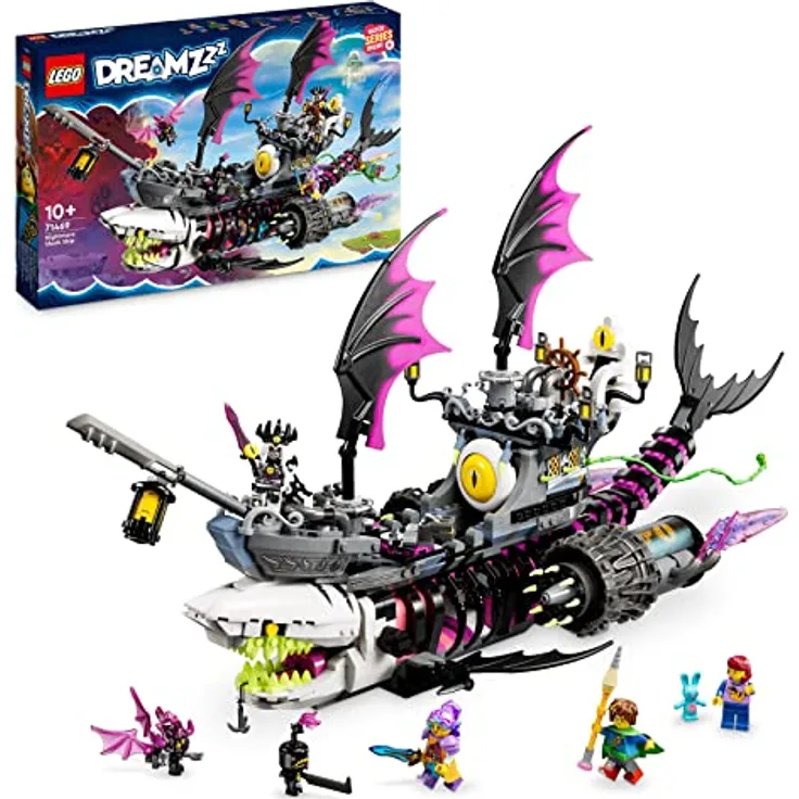 LEGO 71469 DREAMZzz Albtraum-Haischiff, Baue 2 Arten des Piraten-Boot-Spielzeuges, Modellbausatz mit 4 Minifiguren, Spielzeug für Kinder, Mädchen, Jungen, basierend auf der TV-Show