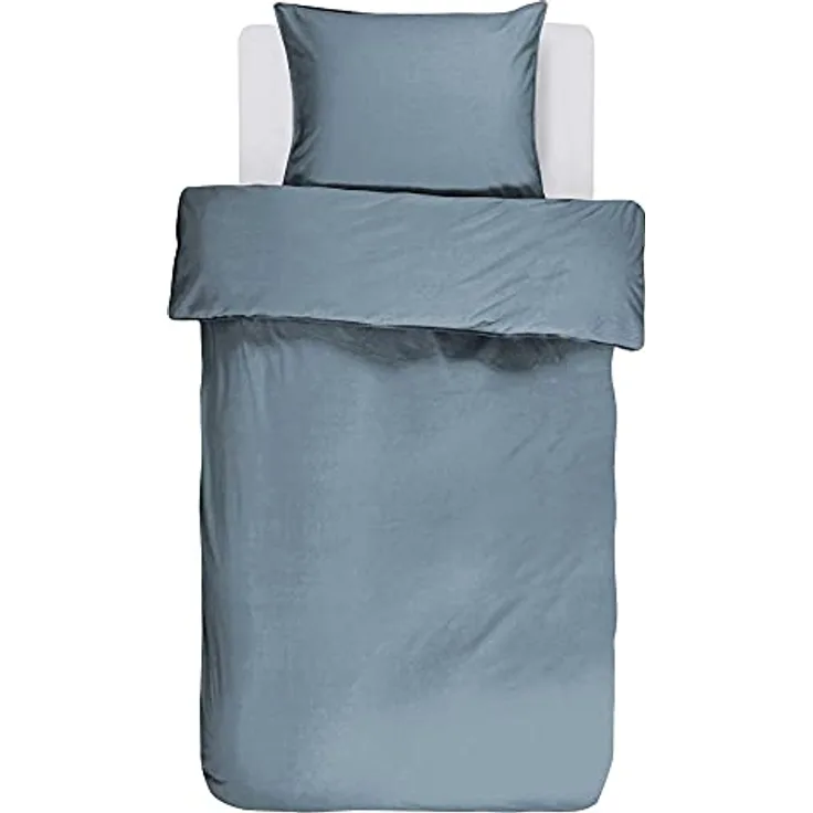 ESSENZA Bettwäsche Guy Blau, 155x220 + 1x 80x80 cm, 100% Baumwollrenforce, nachhaltig und weich