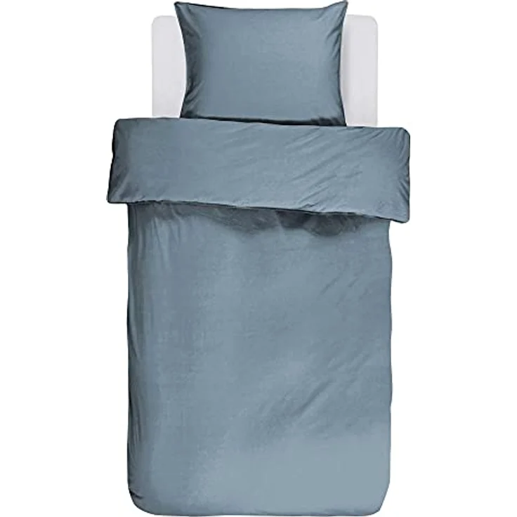 ESSENZA Bettwäsche Guy Blau, 155x220 + 1x 80x80 cm, 100% Baumwollrenforce, nachhaltig und weich – Bild 1