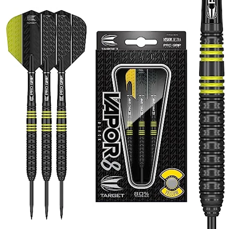 Target Darts Vapor8 Dartpfeile mit Stahlspitze, 22 g, Schwarz