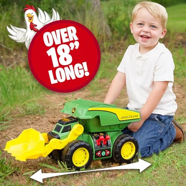 John Deere Maxx Power 2-N-1 Dig Rig, Aufsitz-Bagger-Spielzeug mit Lichtern und Sounds, grün-gelb – Bild 5