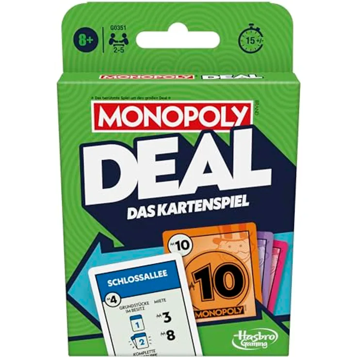 Monopoly Deal Kartenspiel - Schnelles und strategisches Spiel in nur 15 Minuten, ideal für Familien