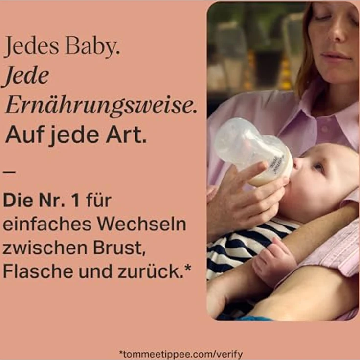 Tommee Tippee Closer to Nature Babyflaschen, Natürlich geformter Trinksauger mit Anti-Kolik-Ventil, 260 ml, 3er-Set, Mehrfarbig – Bild 5