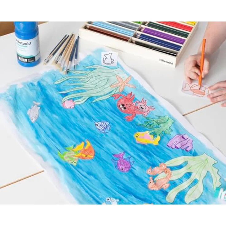 Betzold Buntstift 144 dicke Dreikantstifte, 17,5 cm lang, robuste Mine, in umweltfreundlicher Holzbox für Kinder – Bild 4