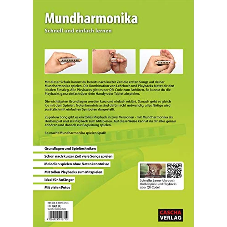 Cascha Blues Mundharmonika C-Dur Anfänger & Fortgeschrittene lern Set I Hochwertige 10-Loch diatonische Harmonika mit hochwertigen Messingstimmzungen inkl. Lehrbuch - QR-Codes - Hardcase - Putztuch – Bild 3