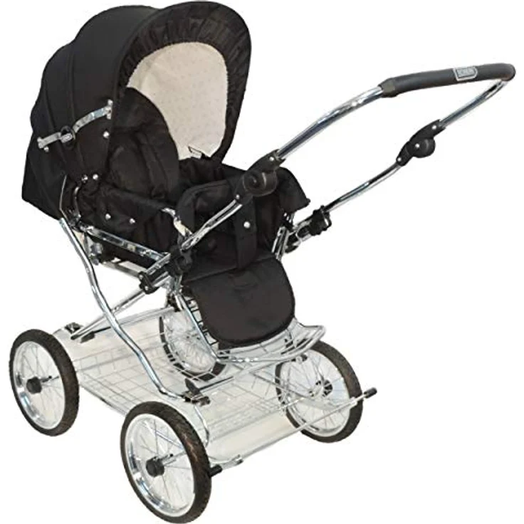 Eichhorn Buggy Sportwagen mit Lederriemengestell und Schieberhöhenverstellung, Blickrichtung wechselbar, Stoff Schwarz (ECCO-Rad) – Bild 2