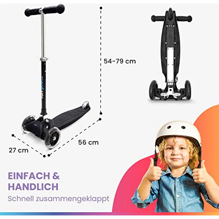 Fun Pro ONE Roller, Scooter für Kinder, Tretroller mit LED-Räder, klappbar, für Kinder von 3-6 Jahren – Bild 6