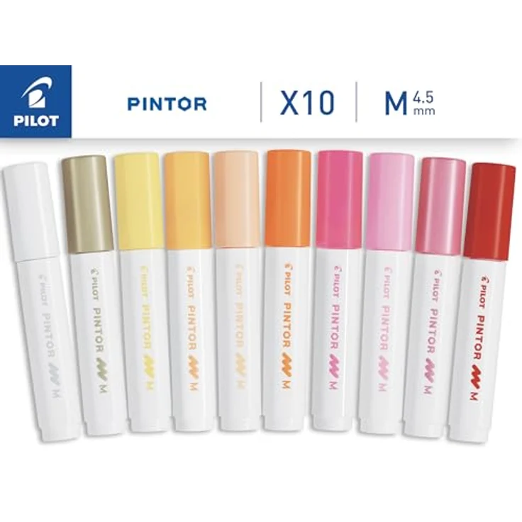 PILOT PINTOR Kreativmarker My Colour Palette – 10 Stück in M – warme Farben – Farbmarker-Stifte für DIY-Projekte, für fast alle Oberflächen, schnell trocknend und gut deckend – Bild 3