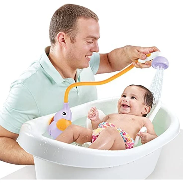 Yookidoo Duschkopf für Baby-Badewanne, Elefanten-Wasserpumpe mit sanftem Wasserstrahl, lila – Bild 2