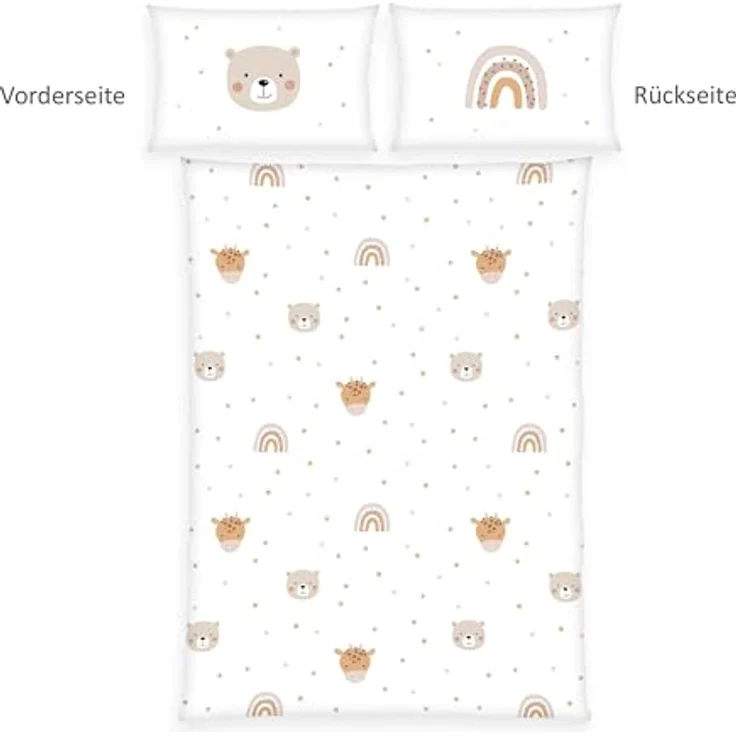 Herding babybest Little Friends Winterbettwäsche, Kopfkissenbezug 40 x 60 cm mit Hoteleinschlag, Bettbezug 100 x 135cm, Mit Reißverschluss, 100% Baumwolle/Flanell – Bild 2