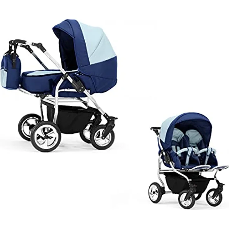 Elcar Zwillingskinderwagen 2 in 1 Duo Twin inkl. Sportsitze - 11 Teile - in 20 Farben