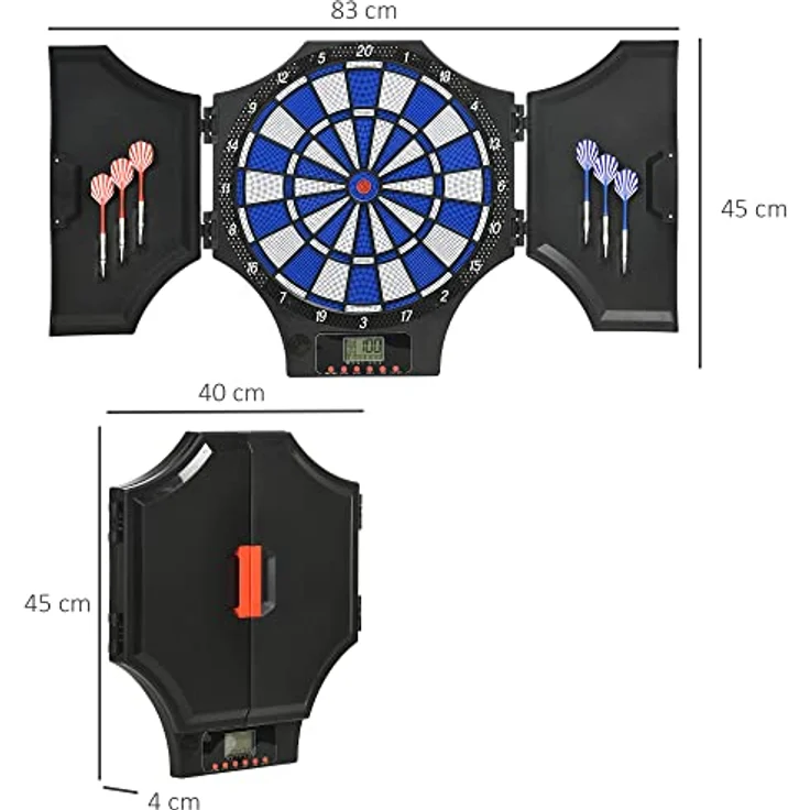 SPORTNOW Elektronische Dartscheibe, Dartautomat mit 31 Spielen & 285 Programmen, LCD-Anzeige, für bis zu 8 Spieler, inkl. 6 Dartpfeilen - blau – Bild 5