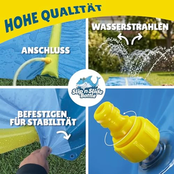 Original Cup VentriBattle® Zweibahn-Rutschmatte 10 Meter, Anschließbarer Wasserschlauch, Premium Qualität, Dickes und Steifes PVC, Wasserspiel im Freien – Bild 5