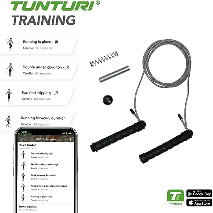Tunturi - Springseil - Sport-Springseil - Fitness-Springseil - Schweres Gewicht - Einstellbar – Bild 3