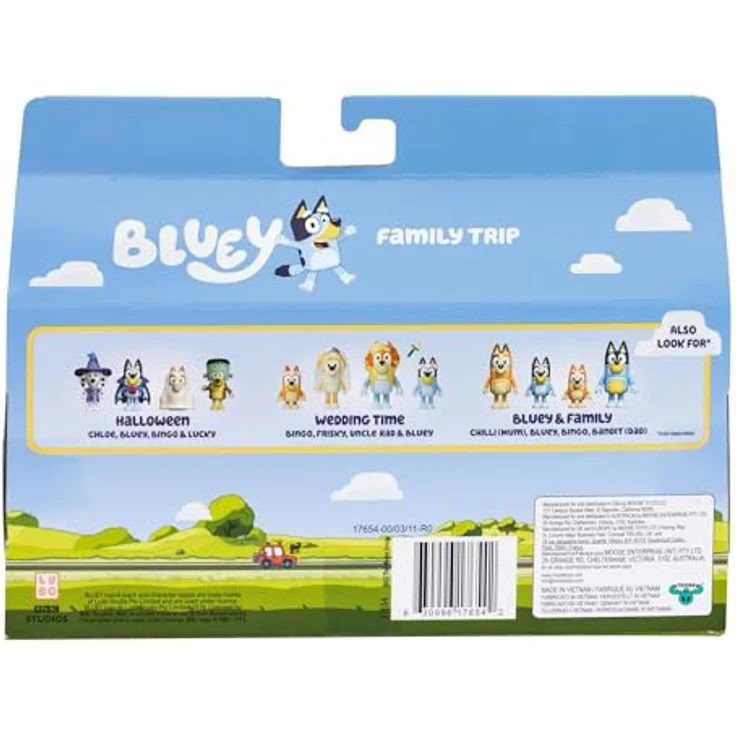 BlueY 4er-Figurenpackung Urlaub mit der Familie, bewegliche Figuren (6,3 cm) mit Zubehörteilen, Bingo, Bandit und Chilli – Bild 5