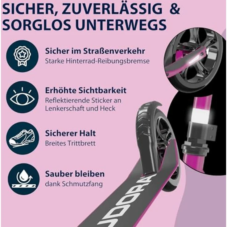 HUDORA Scooter Start 200, stabiler Aluminium-Roller, höhenverstellbar & zusammenklappbar, für Kinder & Erwachsene bis 100kg, purple – Bild 5