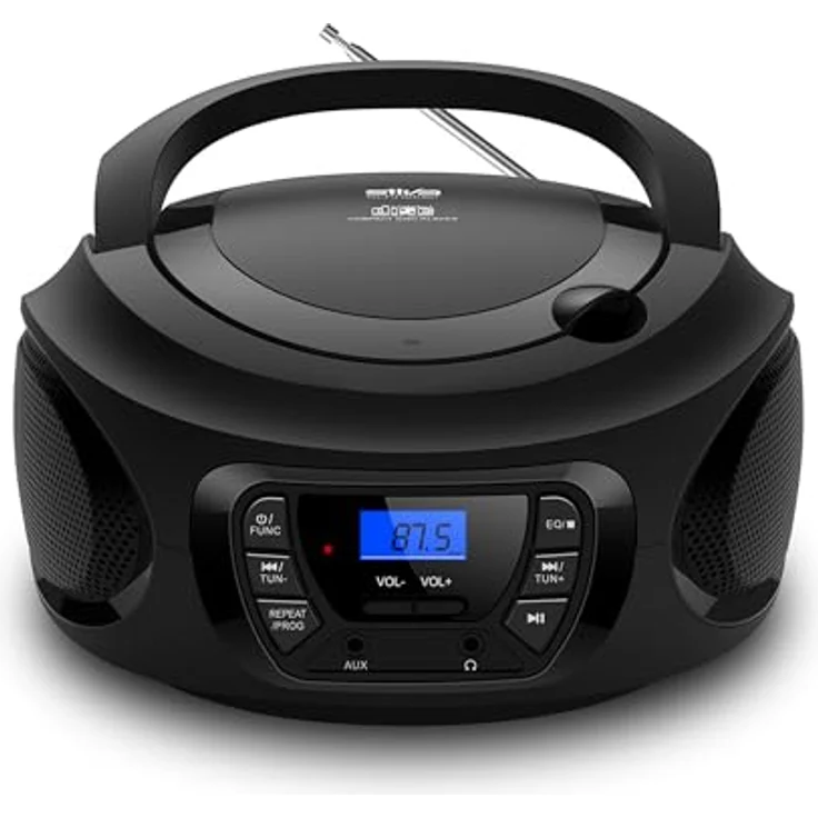 Silva Schneider PCD 25.1 – Tragbarer CD-Player mit UKW-PLL Radio, 30 Senderspeicher, AUX-In & Kopfhöreranschluss – Schwarz – Bild 1