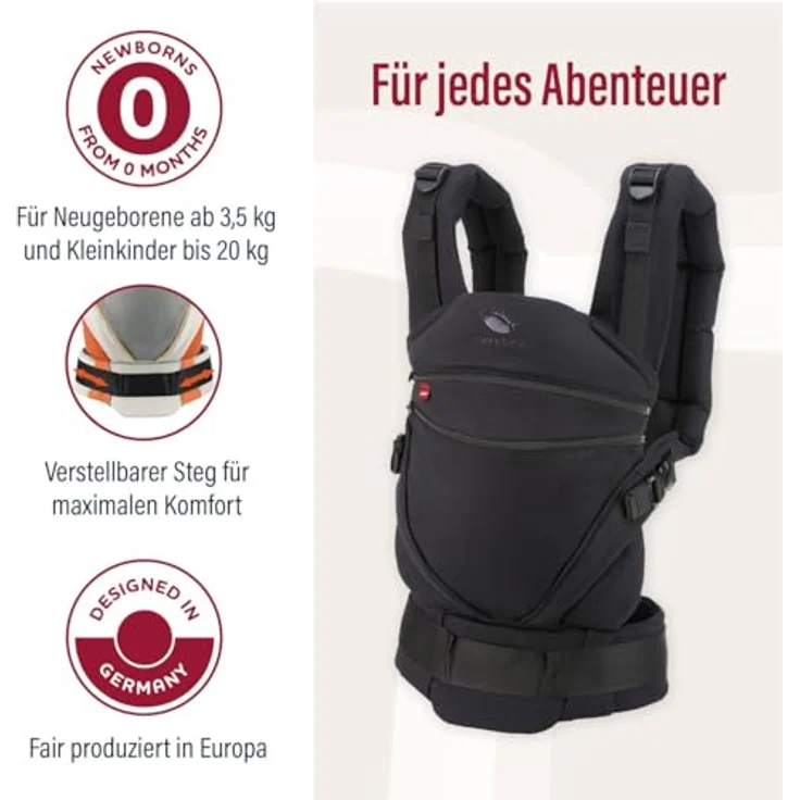 Manduca XT, Babytrage aus 100% Bio-Baumwolle, für Babys 3,5 bis 20 kg, 3 Tragepositionen, ergonomisch, verschiedene Farben erhältlich – Bild 3