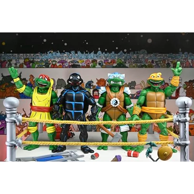 NECA Teenage Mutant Ninja Turtles (Archie Comics) Actionfiguren 4er-Pack Stump Wrestling Turtles, 18 cm, mit Zubehör in Fensterbox – Bild 7