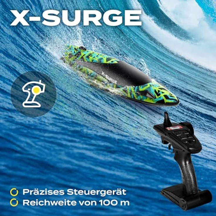 Overmax RC-Boot X-SURGE, Komplettset mit 2000W, 2 Akkus, Automatischer Drehung, 35 km/h, LED-Beleuchtung – Bild 5