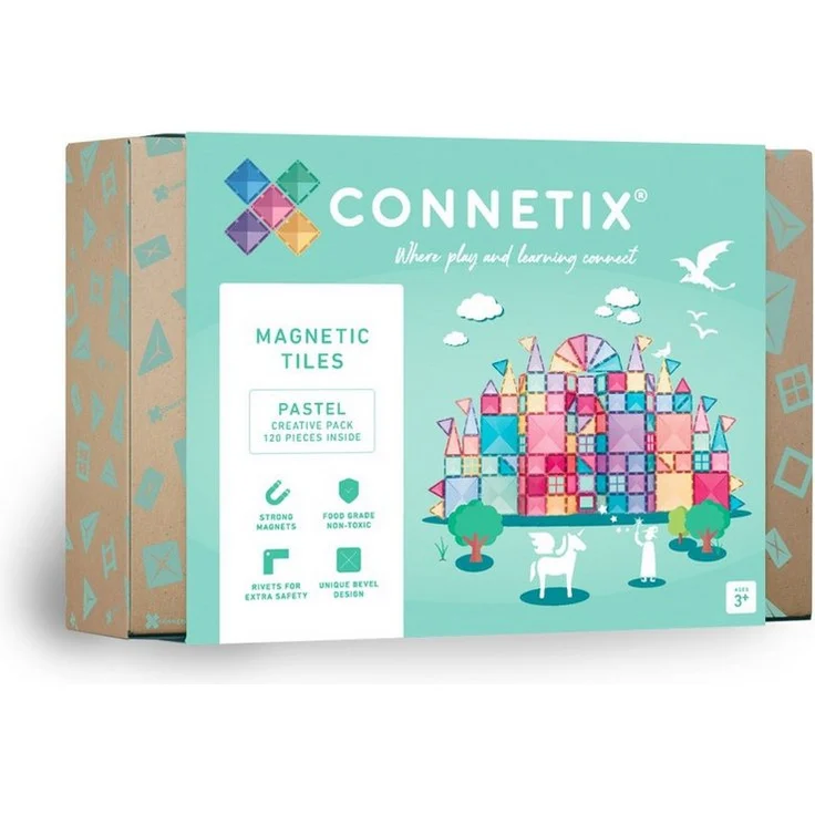 Connetix Magnetspielbausteine Pastel Creative Pack verstärkte Magnete pädagogisches Lernspiel (Open Play, 120 Teile) ab 3 Jahren – Bild 1