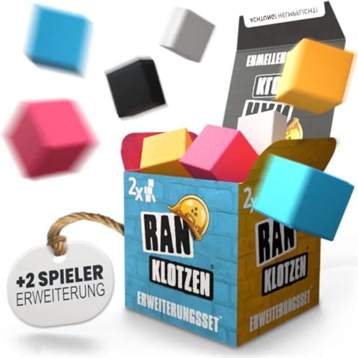 DENKRIESEN RANKLOTZEN „Auf die Klötze, fertig, los!“ Erweiterungsset – Offizielles Klötzchen-Erweiterungsset für 2-4 Spieler, Buchenholz, 3 Spielmodi, Geschenkidee für Spieleabende