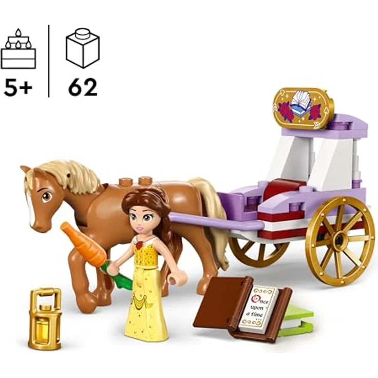 LEGO Disney Princess Belles Pferdekutsche, Prinzessinnen-Set mit Pferde-Spielzeug und Puppe, Kutsche mit Pferdefigur zum Disney Film Die Schöne und das Biest, Geschenk für Mädchen und Jungen 43233 – Bild 2
